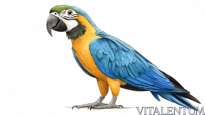 Exotic Blue and Yellow Parrot Artwork AI Image