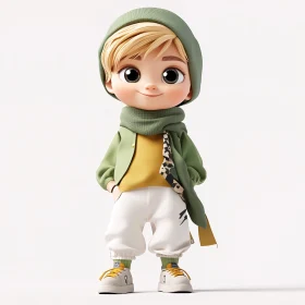 Charming Child Animation with Playful Outfit