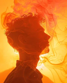 Backlit Silhouette and Swirling Smoke