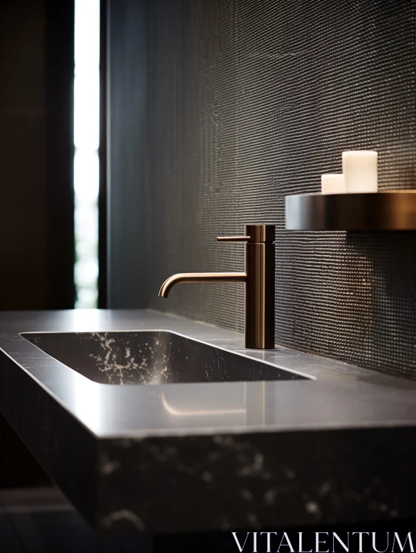 AI ART Sophisticated Bathroom with Marble Countertop and Bronze Faucet