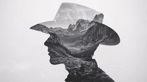 Person's Silhouette with Mountainous Landscape Integration