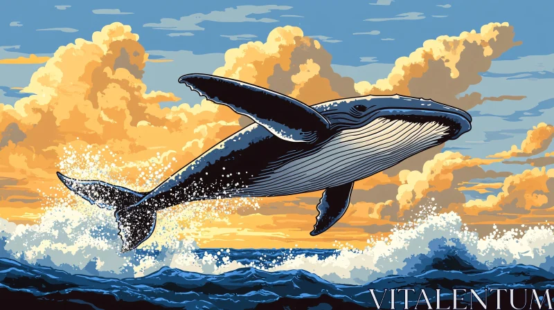 AI ART Whale Jumping in the Ocean