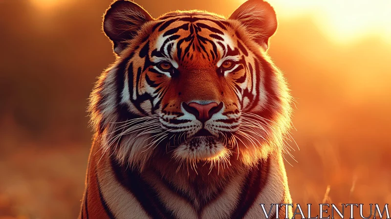 Tiger in Golden Sunset AI Image