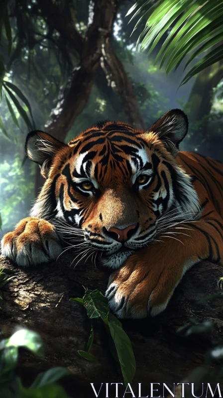 Tiger in Jungle Close-Up AI Image