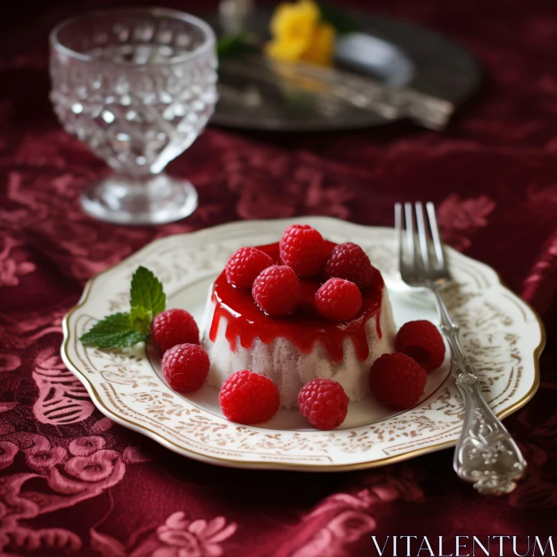 AI ART Luxurious Dessert with Fresh Raspberries