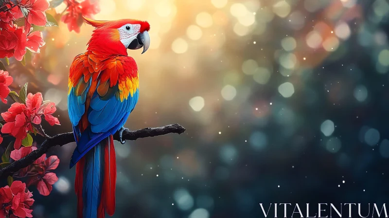 AI ART Colorful Parrot on Branch