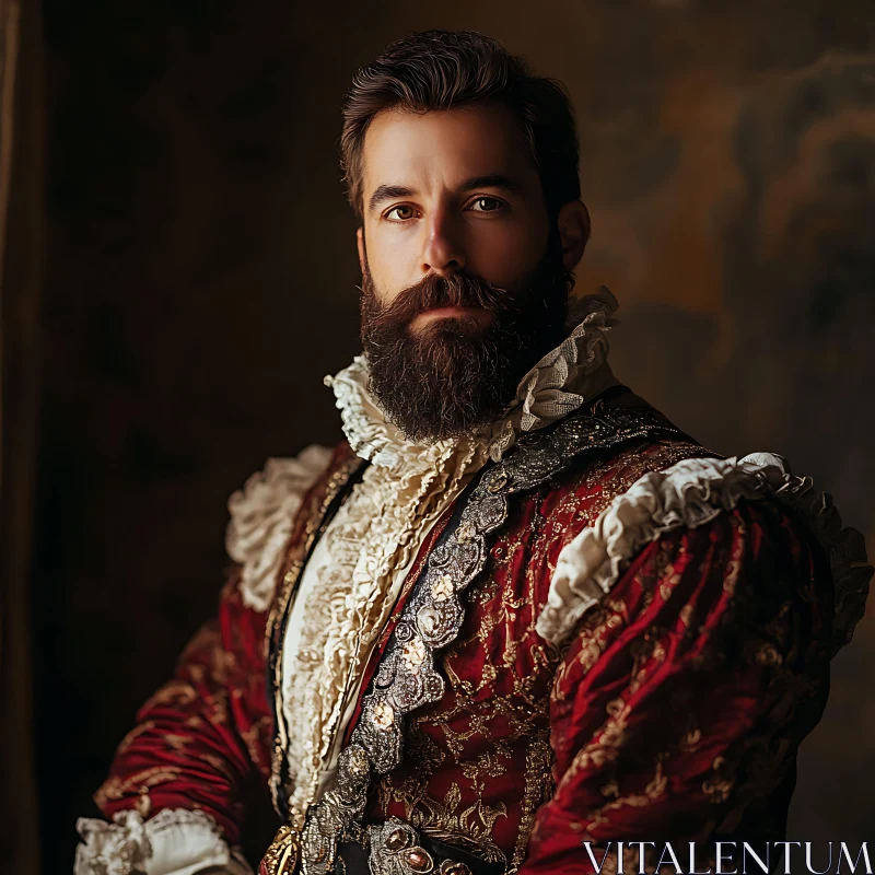 Noble Renaissance Man with Beard AI Image