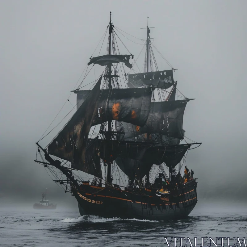 Foggy Sea Voyage AI Image