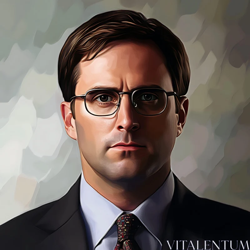 Serious Man with Glasses in a Suit AI Image