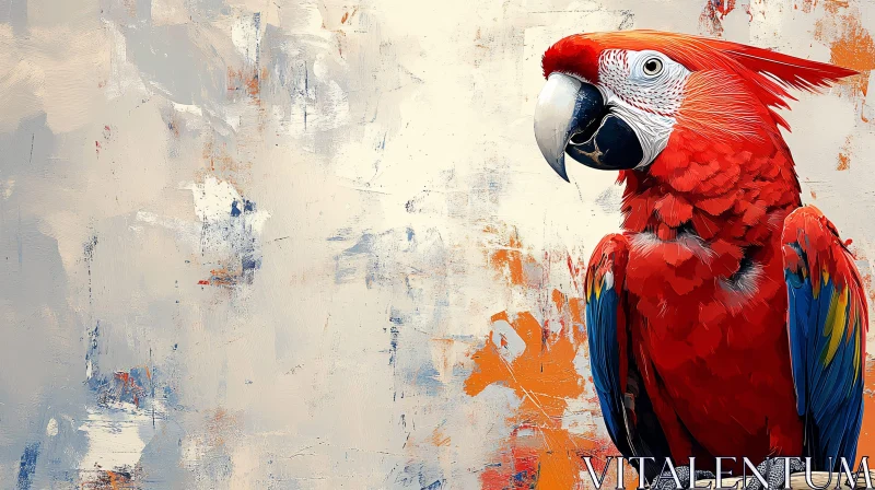 AI ART Colorful Parrot Against Abstract Canvas