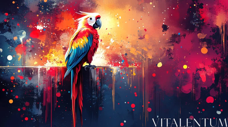 AI ART Abstract Art with Colorful Parrot