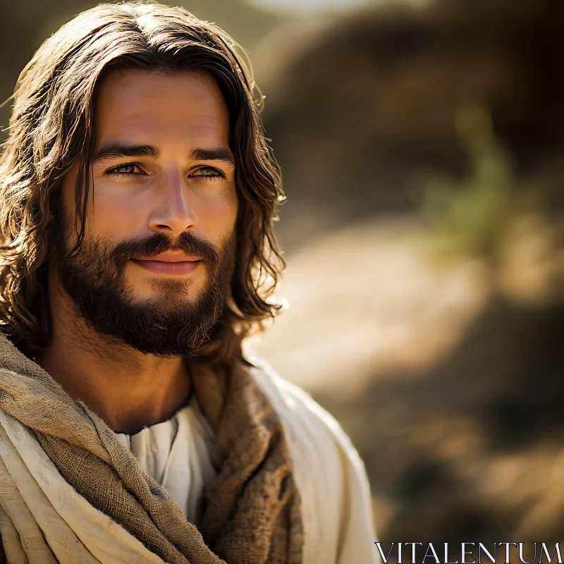 Calm and Peaceful Man in Natural Light AI Image