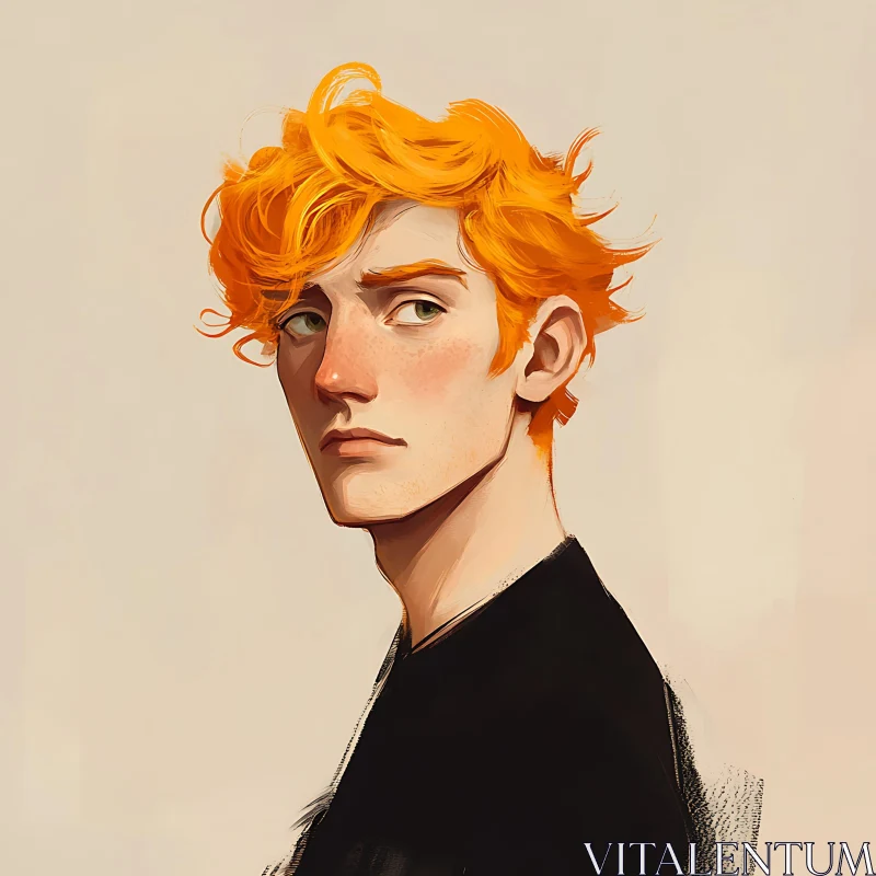 Orange-Haired Anime Character Artistic Profile AI Image