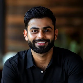 Man with Beard Smiling in Soft Light Portrait