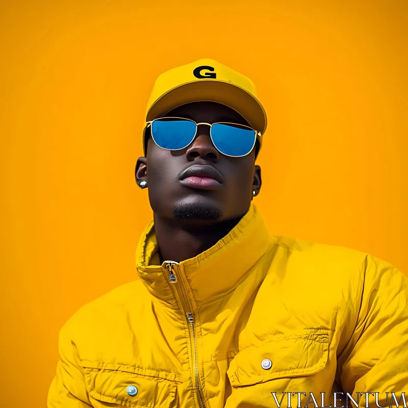 Vibrant Yellow Fashion Portrait of a Man AI Image