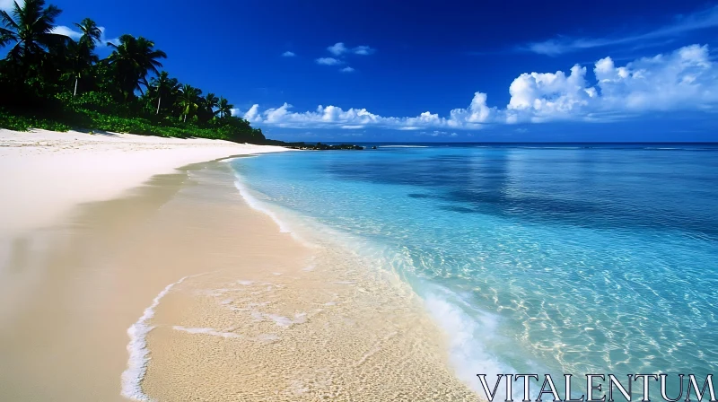 Peaceful Tropical Beach with White Sand AI Image