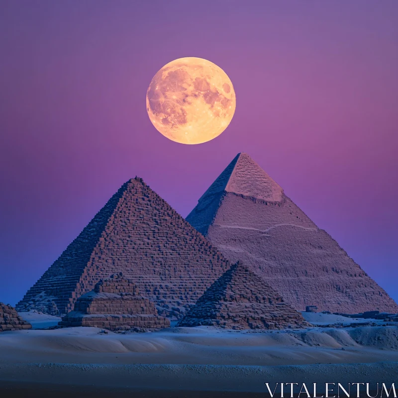 AI ART Egyptian Pyramids Moonlit Night