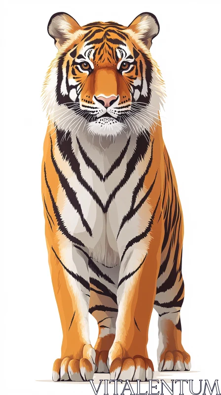 Tiger Portrait Illustration in Detail AI Image