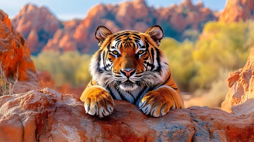 Majestic Tiger in Desert Rocky Setting