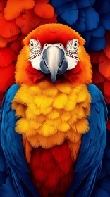 Colorful Parrot Feather Portrait