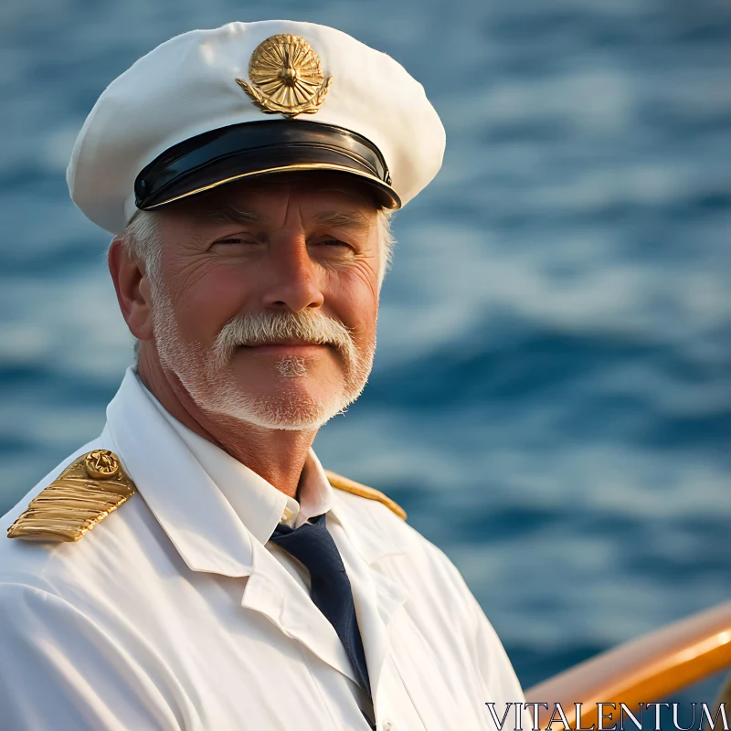 Elderly Sea Captain in Uniform AI Image