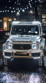 Glamorous Nighttime Car with Glittering Lights