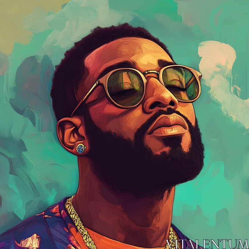 AI ART Colorful Male Portrait with Sunglasses