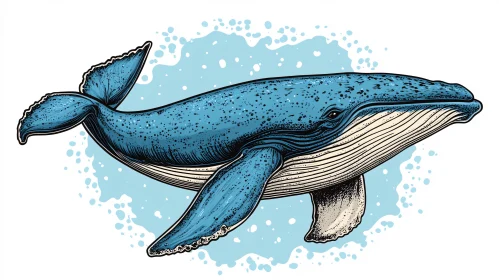 Blue Whale Artwork with Ocean Theme