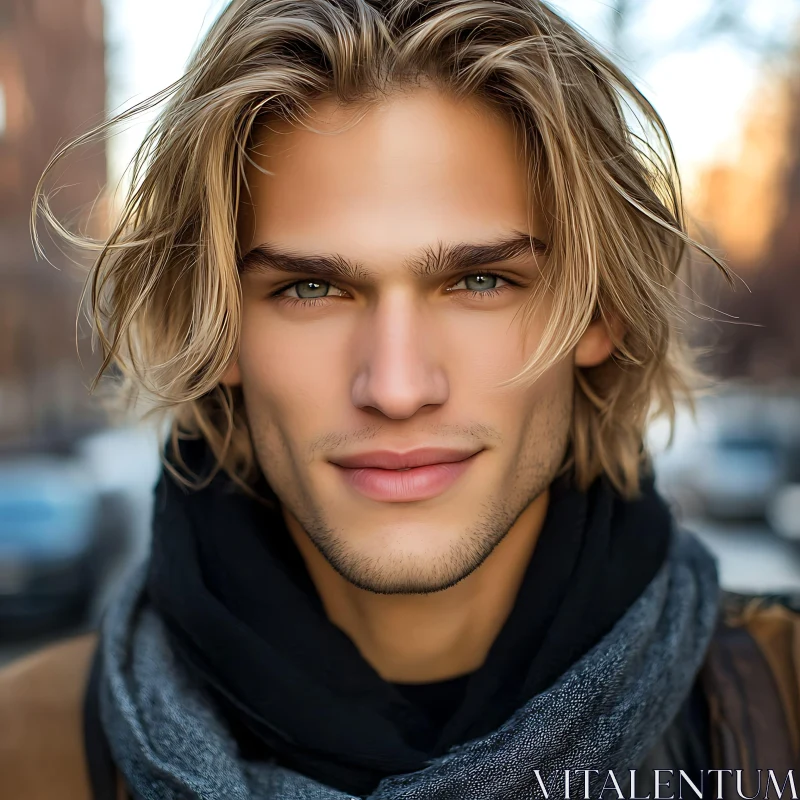 Stylish Man Portrait in Urban Setting AI Image