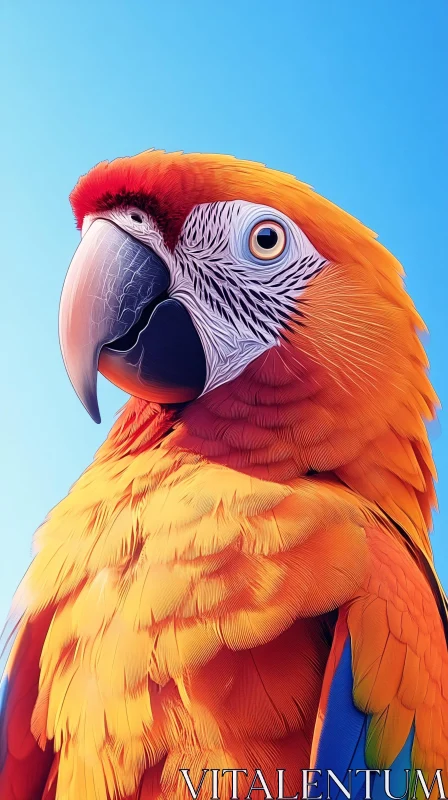 Exotic Parrot in Detailed Portrait AI Image