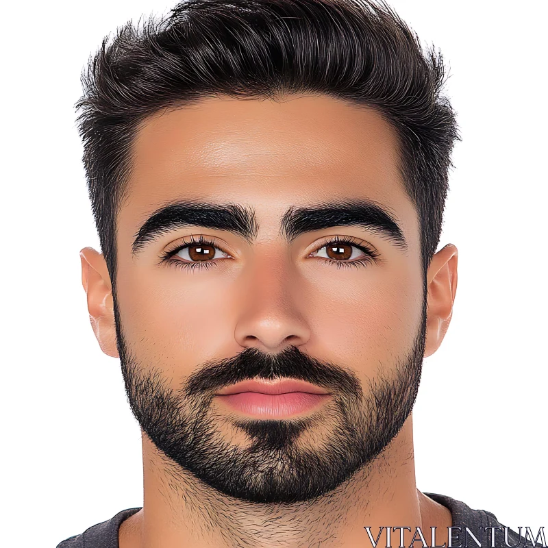 AI ART Headshot of a Man with Dark Hair and Beard