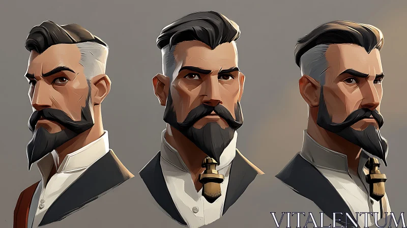 Character Study of a Fashionable Bearded Man AI Image