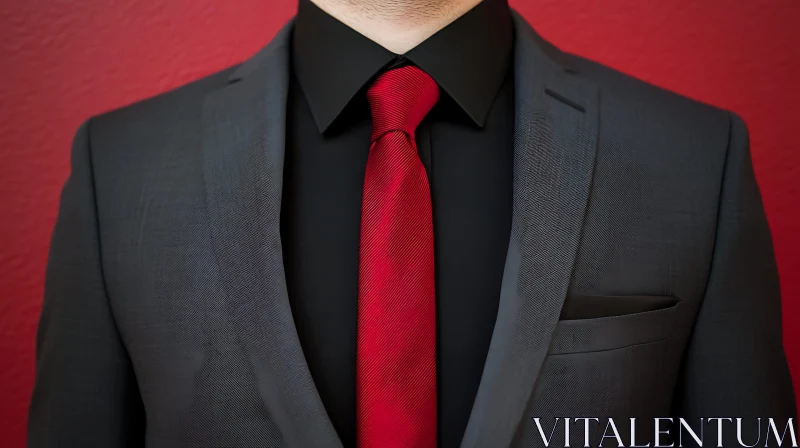 Stylish Grey Suit and Red Tie AI Image