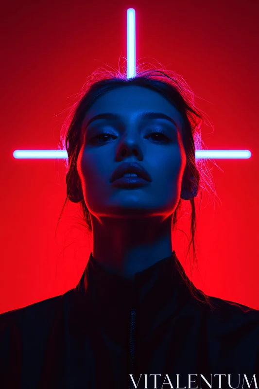 AI ART Futuristic Neon Light Portrait