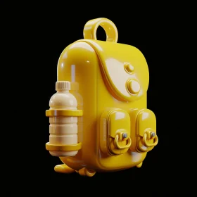 Yellow Backpack with Plastic Design