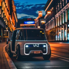 Modern Vehicle in Urban Nightscape