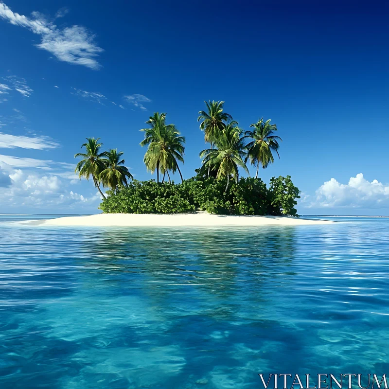 Tropical Paradise Island with Lush Greenery and Sandy Beach AI Image