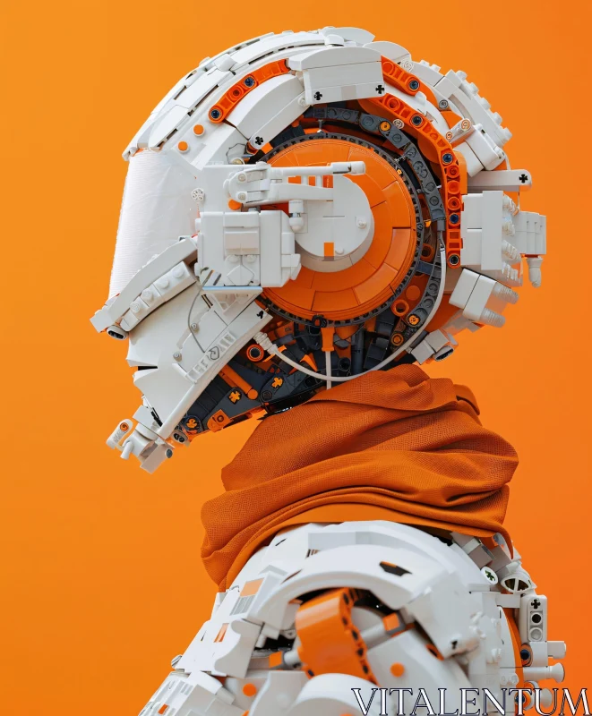 LEGO Robot with Orange and White Details AI Image