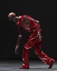 Skeleton in Stylish Red Attire