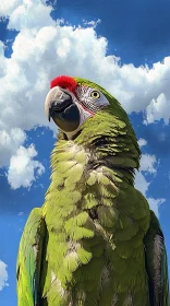 Colorful Parrot Portrait With Clouds