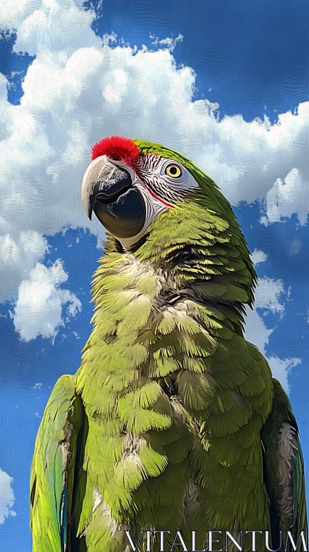 AI ART Colorful Parrot Portrait With Clouds