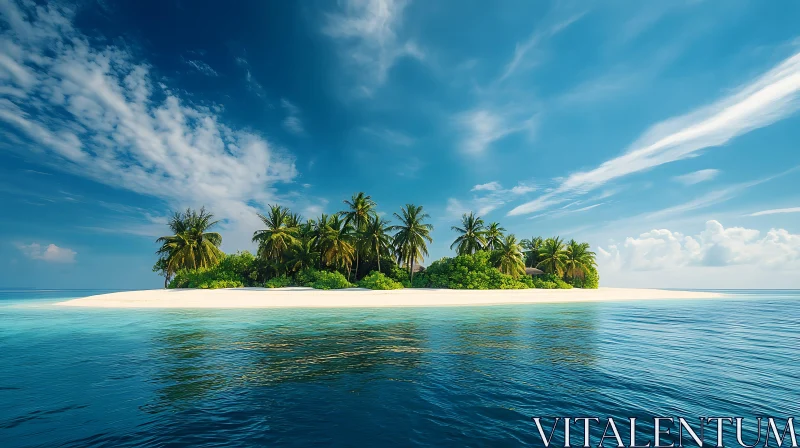 Pristine Tropical Island with White Sandy Beach AI Image