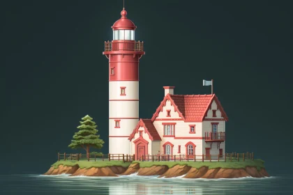 Idyllic Coastal Lighthouse Setting