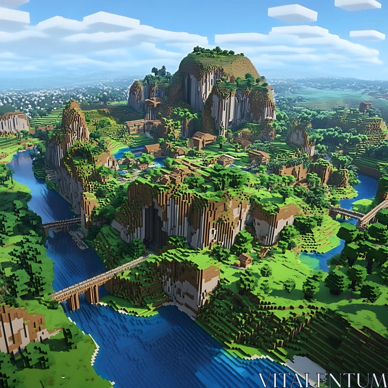 Minecraft World Scenic Landscape AI Image