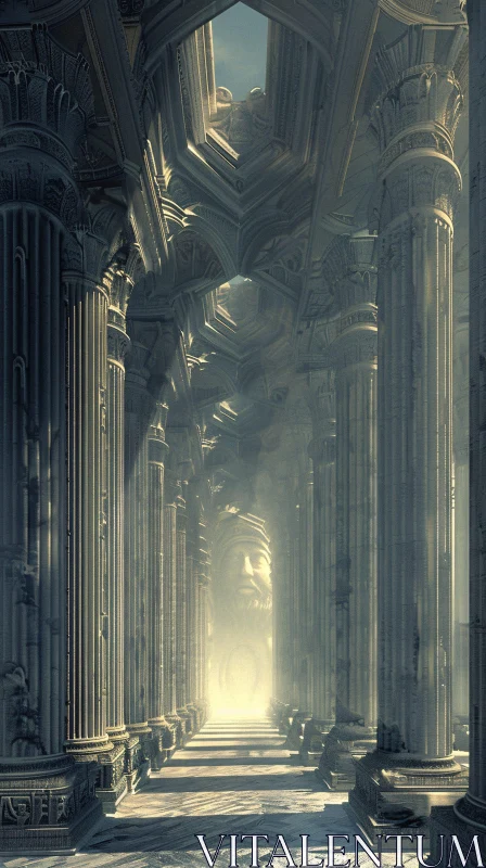 AI ART Ancient Hallway Architecture