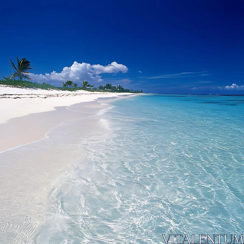 Idyllic Beach Scene with Turquoise Waters AI Image