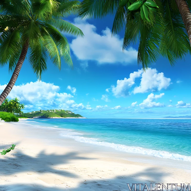 Idyllic Tropical Island Beachfront AI Image