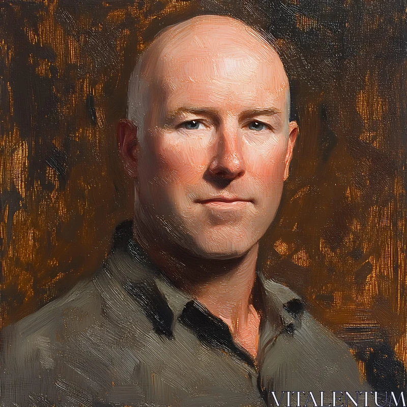 Bald Man Portrait in Oil Painting AI Image