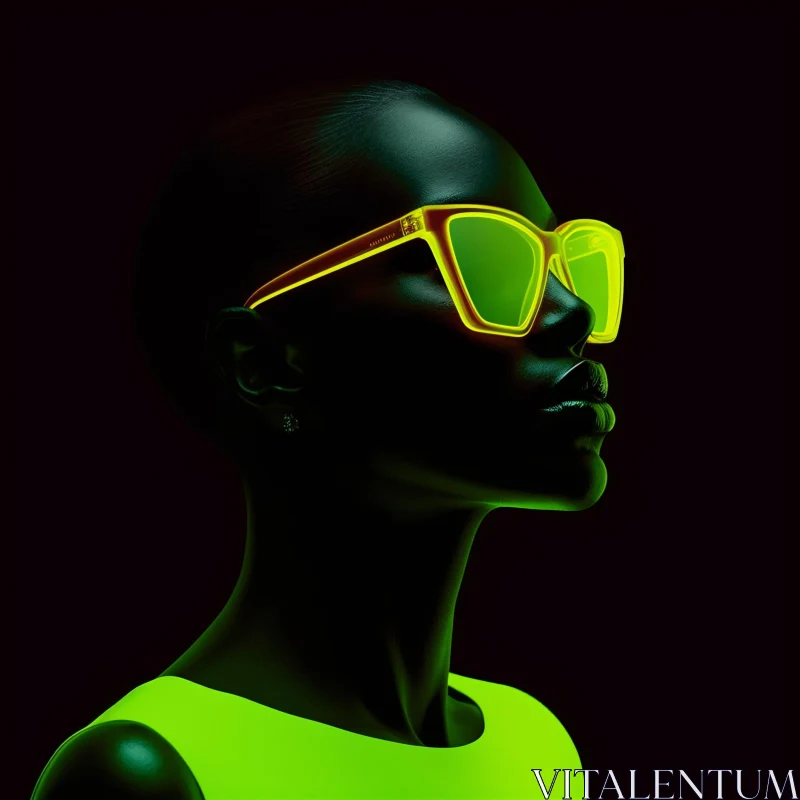 AI ART Luminous Yellow Sunglasses and Neon Green Attire