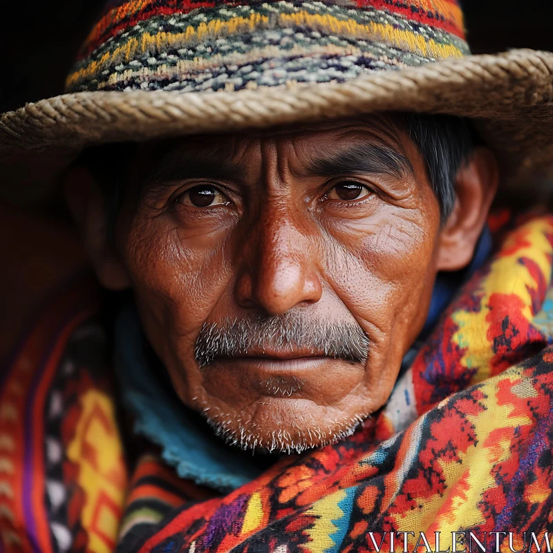 Elderly Man in Vibrant Traditional Clothing AI Image